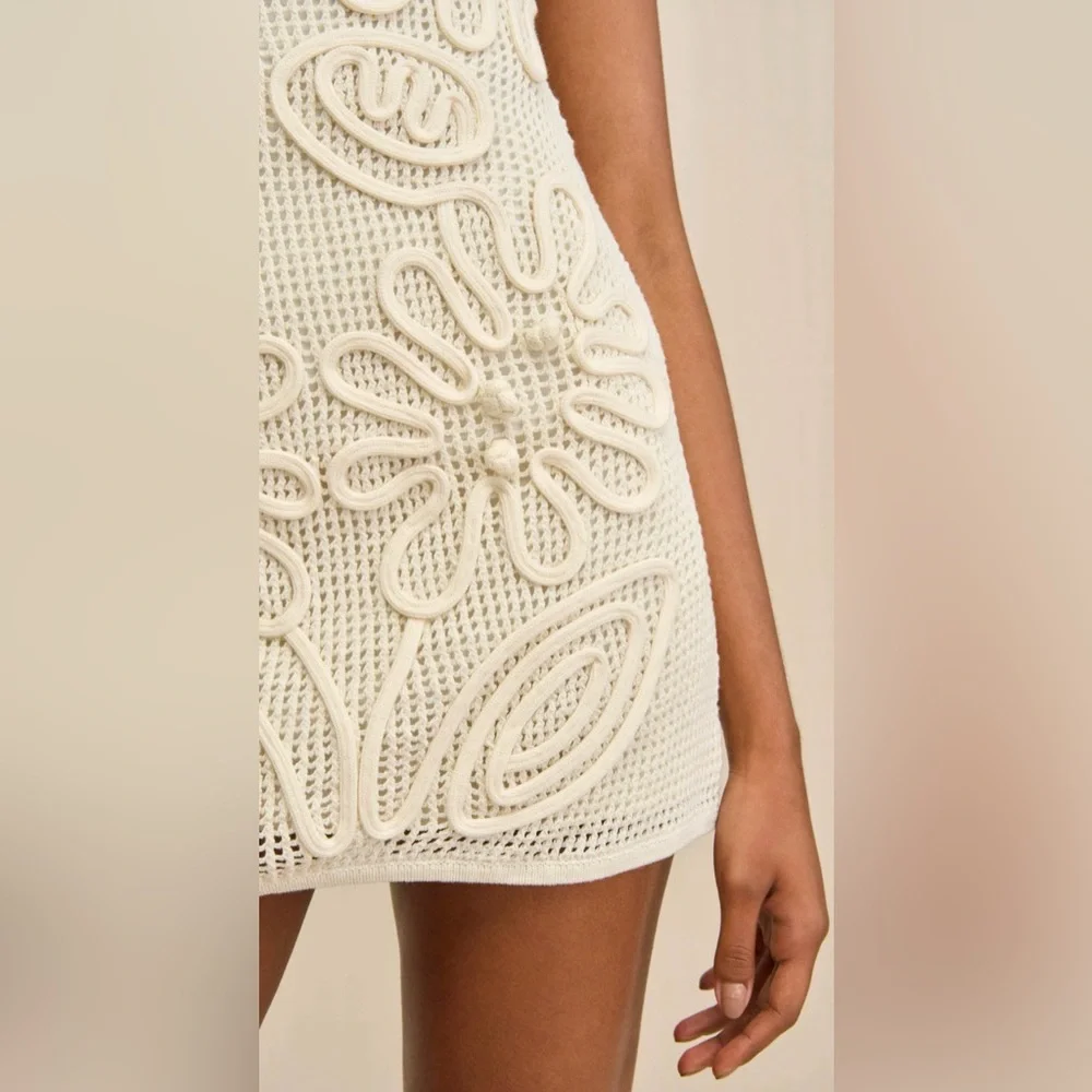 cult gaia Off White Chimi Crochet Knit Mini Dress - Picture 3 of 6